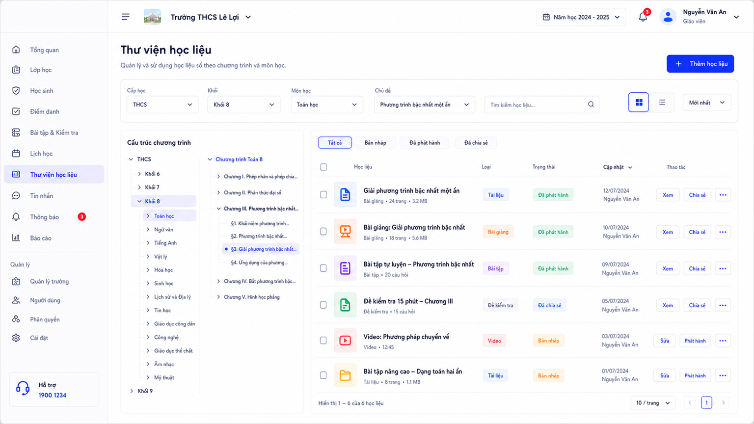 Kho học liệu số trên E-HUB LMS