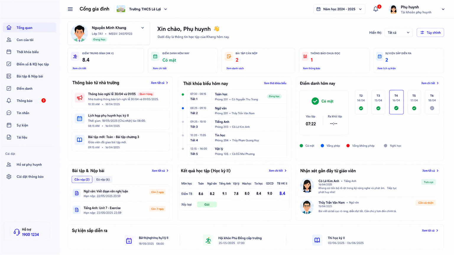 Kết nối gia đình và nhà trường trên E-HUB LMS
